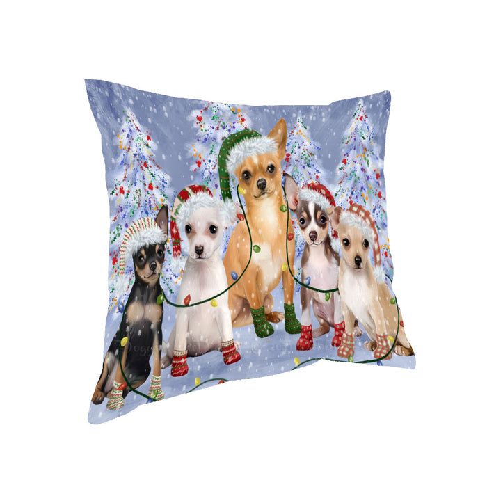 Christmas Lights and Chihuahua Dogs Pillow with Top Quality High-Resolution Images - Ultra Soft Pet Pillows for Sleeping - Reversible & Comfort - Ideal Gift for Dog Lover - Cushion for Sofa Couch Bed - 100% Polyester