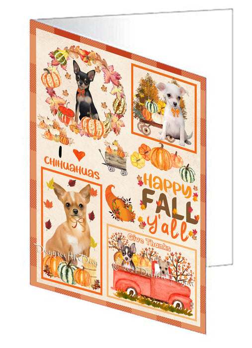 Happy Fall Y'all Pumpkin Chihuahua Dogs Handmade Artwork Assorted Pets Greeting Cards and Note Cards with Envelopes for All Occasions and Holiday Seasons GCD76973