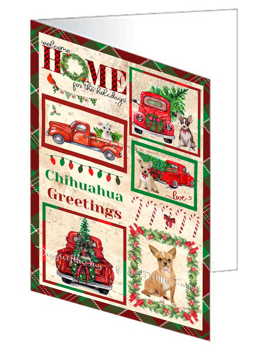 Welcome Home for Christmas Holidays Chihuahua Dogs Handmade Artwork Assorted Pets Greeting Cards and Note Cards with Envelopes for All Occasions and Holiday Seasons GCD76142