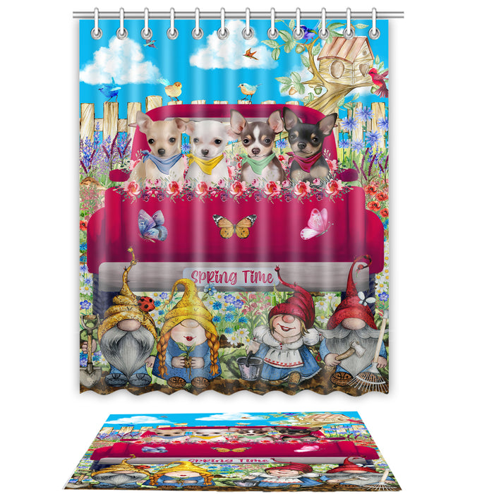 Chihuahua Shower Curtain with Bath Mat Combo: Curtains with hooks and Rug Set Bathroom Decor, Custom, Explore a Variety of Designs, Personalized, Pet Gift for Dog Lovers