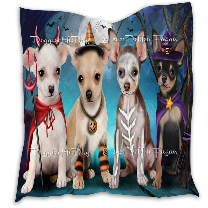 Happy Halloween Trick or Treat Chihuahua Dogs Lightweight Soft Bedspread Coverlet Bedding Quilt QUILT60301