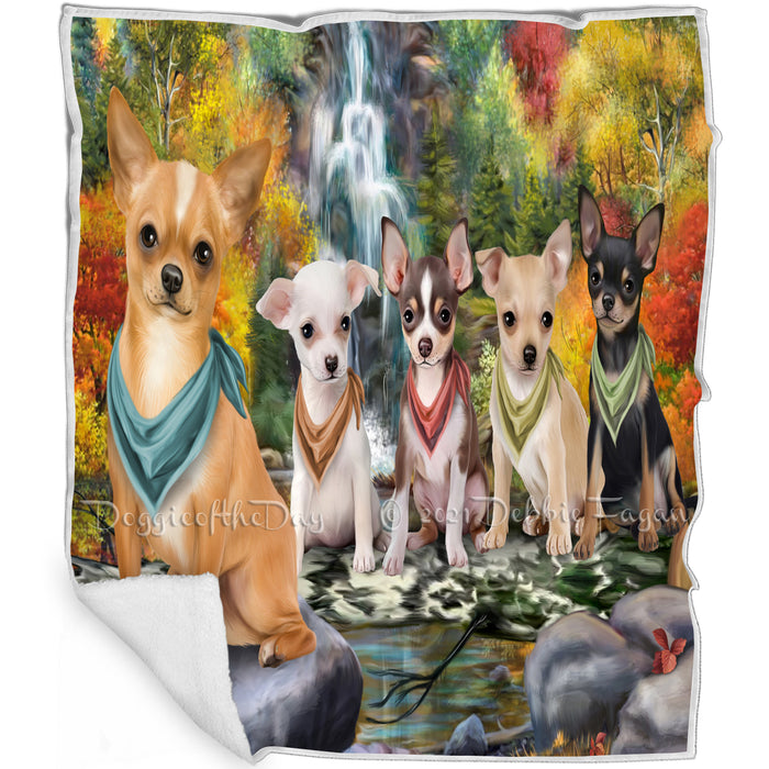 Scenic Waterfall Chihuahuas Dog Blanket BLNKT83442