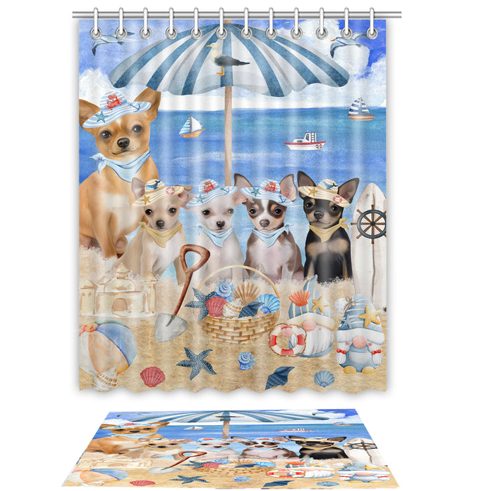 Chihuahua Shower Curtain & Bath Mat Set: Explore a Variety of Designs, Custom, Personalized, Curtains with hooks and Rug Bathroom Decor, Gift for Dog and Pet Lovers