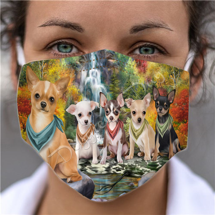 Scenic Waterfall Chihuahua Dogs Face Mask FM49290