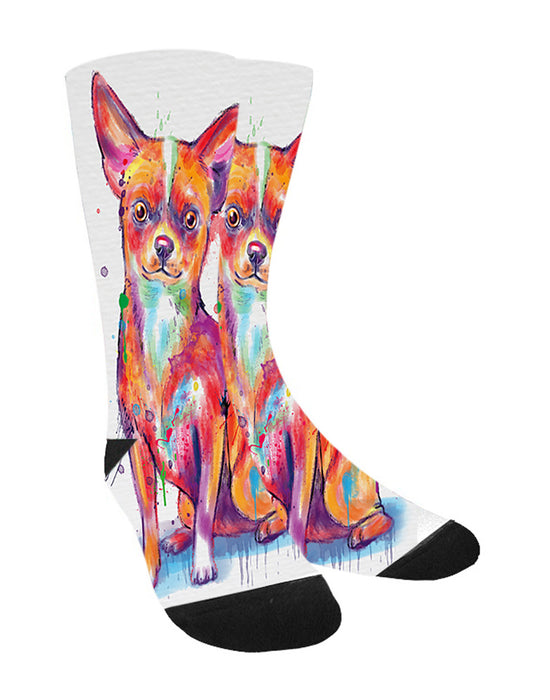Watercolor Chihuahua Dog Women's Casual Socks