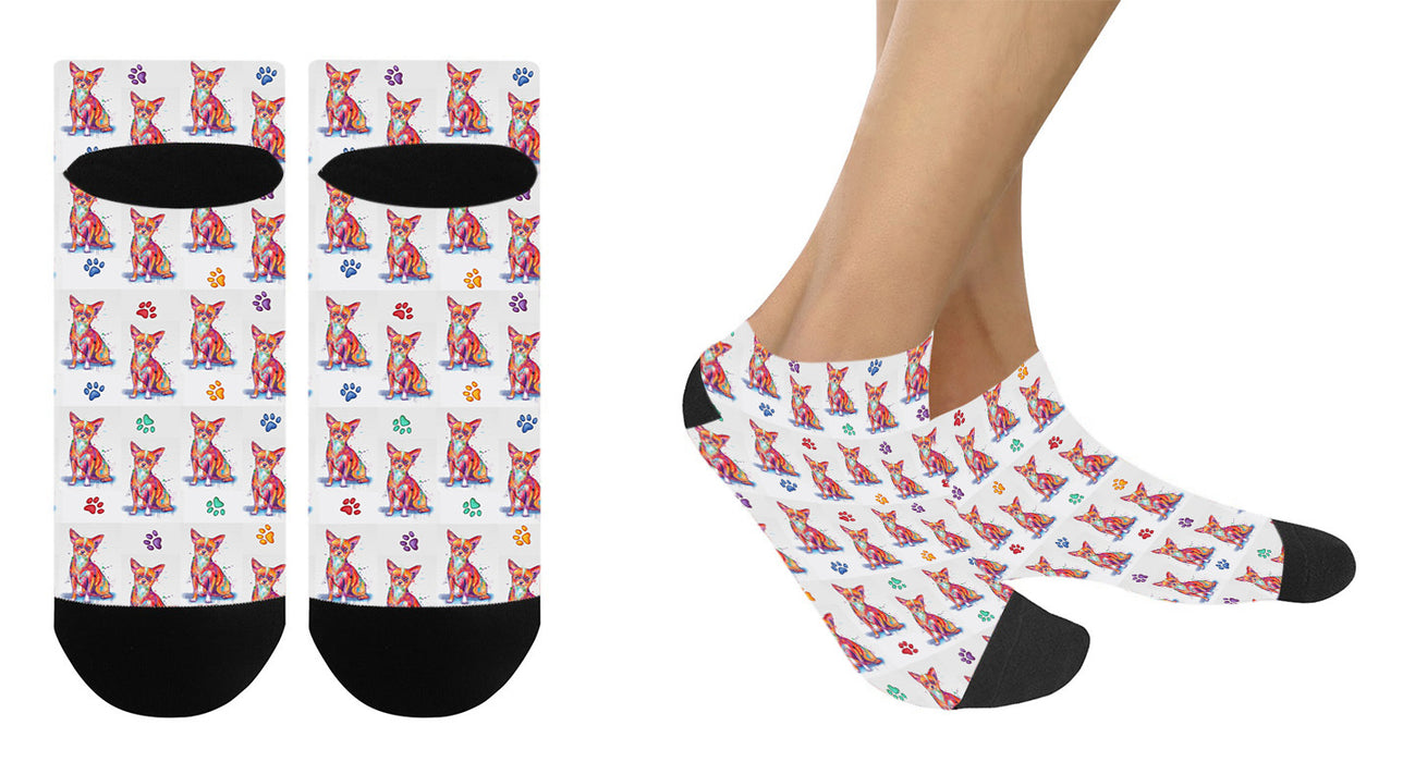 Watercolor Chihuahua Dogs Women's Ankle Socks