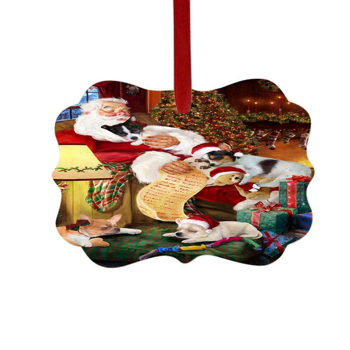 Chihuahuas Dog and Puppies Sleeping with Santa Double-Sided Photo Benelux Christmas Ornament LOR49268