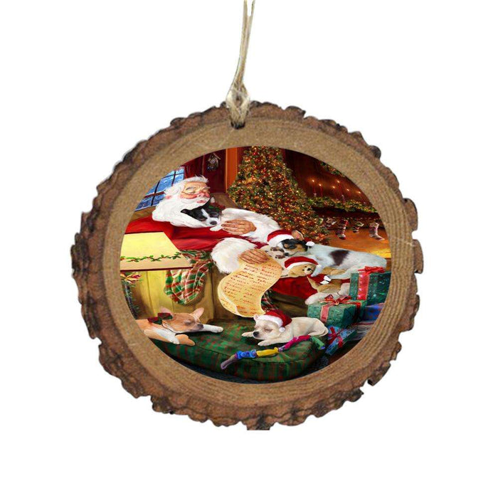 Chihuahuas Dog and Puppies Sleeping with Santa Wooden Christmas Ornament WOR49268