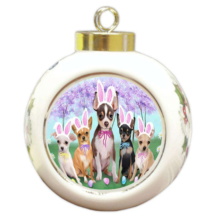 Chihuahuas Dog Easter Holiday Round Ball Christmas Ornament RBPOR49102