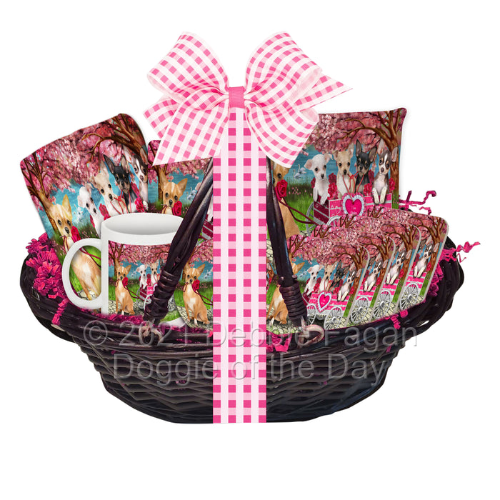 Mother's Day Gift Basket Chihuahua Dogs Blanket, Pillow, Coasters, Magnet, Coffee Mug and Ornament