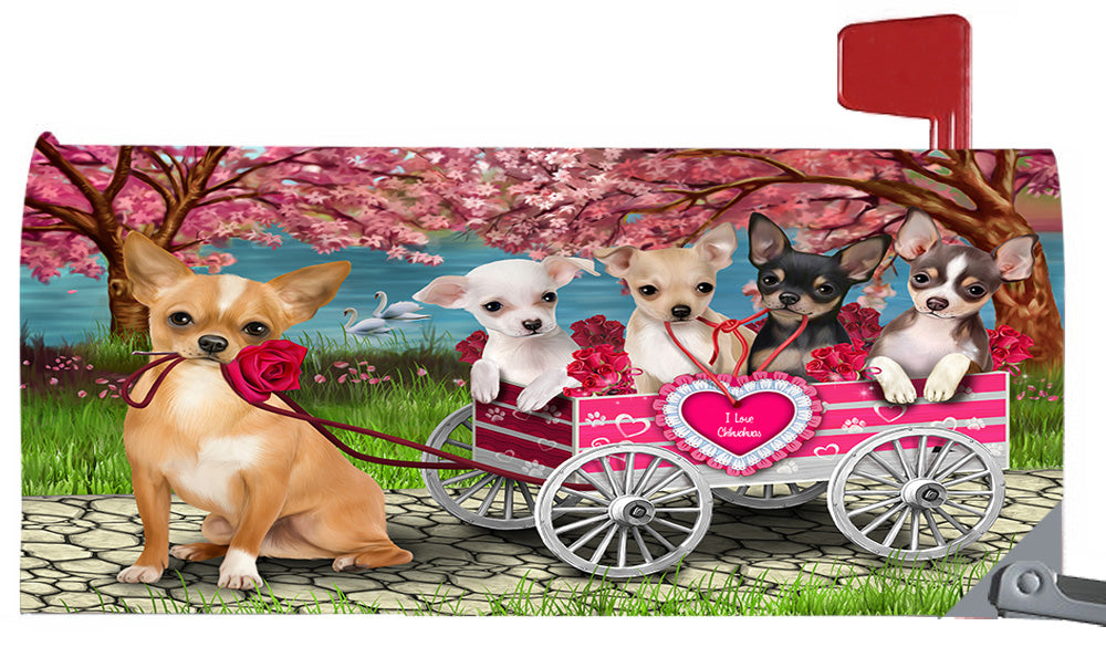 I Love Chihuahua Dogs in a Cart Magnetic Mailbox Cover MBC48549