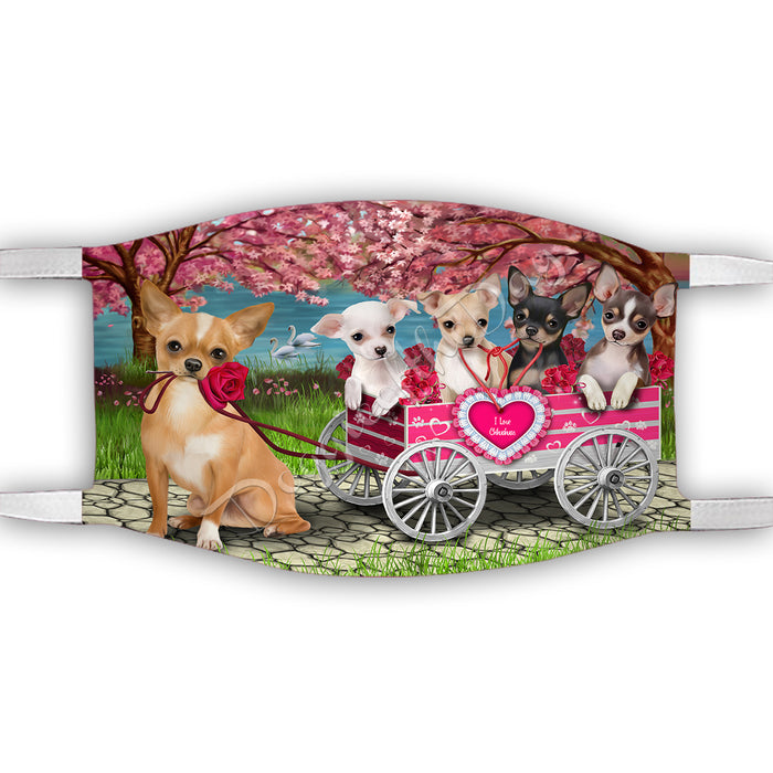 I Love Chihuahua Dogs in a Cart Face Mask FM48135