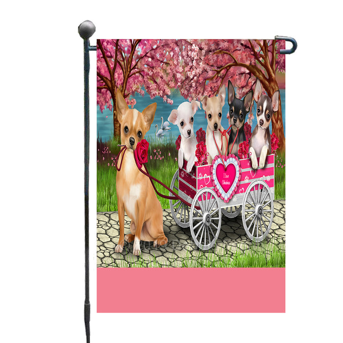 Personalized I Love Chihuahua Dogs in a Cart Custom Garden Flags GFLG-DOTD-A62144