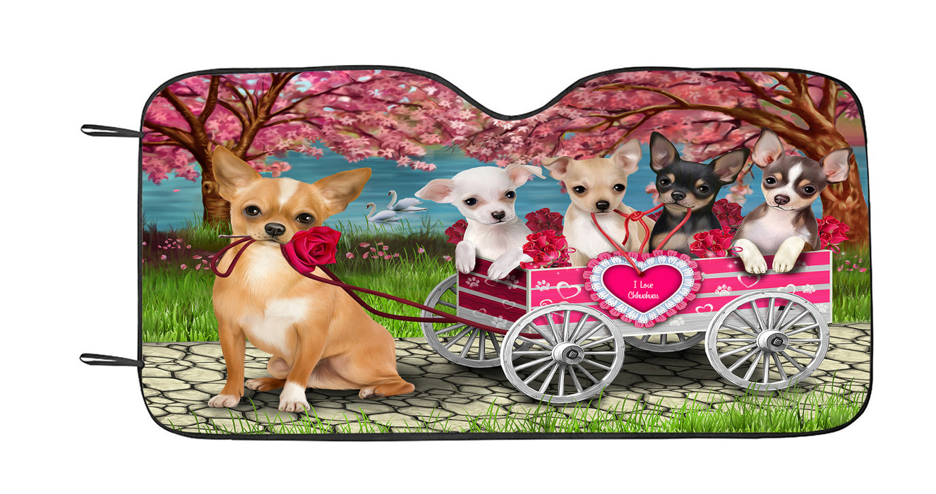 I Love Chihuahua Dogs in a Cart Car Sun Shade