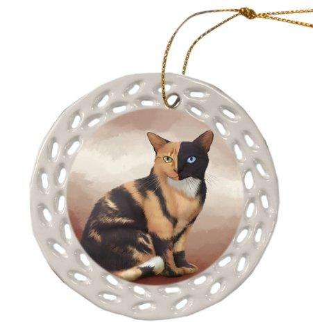 Chimera Cat Christmas Doily Ceramic Ornament