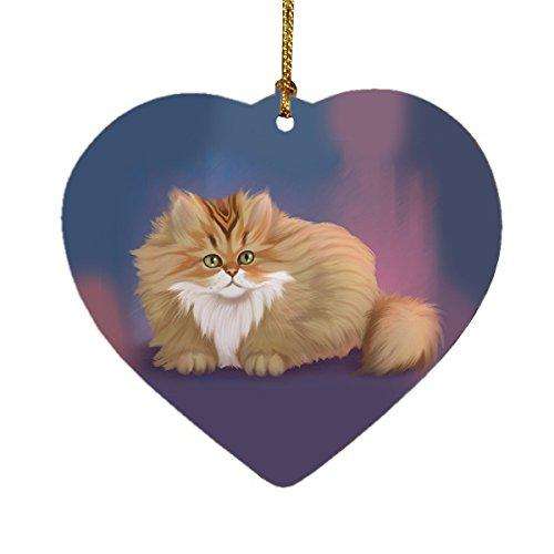Chinchilla Golden Persian Cat Heart Christmas Ornament