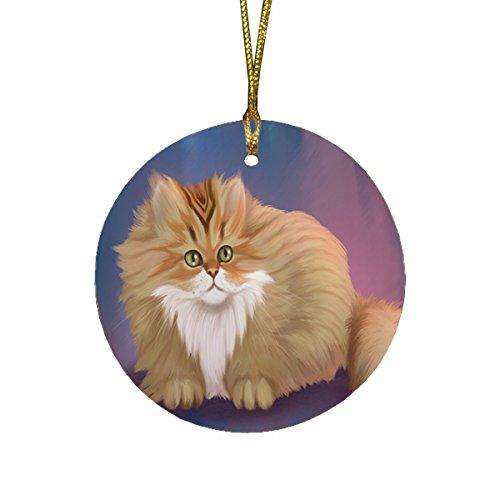 Chinchilla Golden Persian Cat Round Christmas Ornament