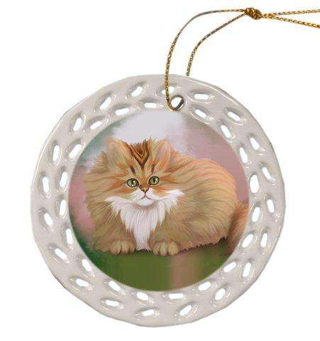 Chinchilla Persian Cat Christmas Doily Ceramic Ornament