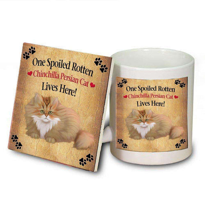 Chinchilla Persian Spoiled Rotten Cat Mug and Coaster Set