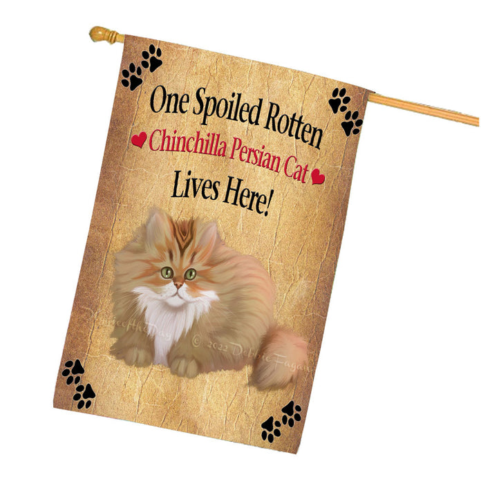 Spoiled Rotten Chinchilla Cat House Flag Outdoor Decorative Double Sided Pet Portrait Weather Resistant Premium Quality Animal Printed Home Decorative Flags 100% Polyester FLG68295