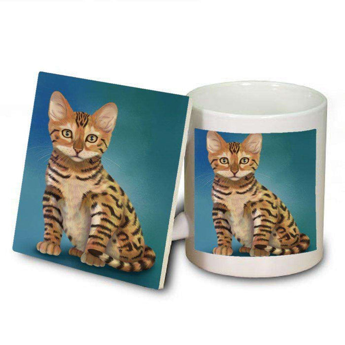 Chinese Li Hua Kitten Cat Mug and Coaster Set