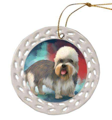 Chinook Dog Christmas Doily Ceramic Ornament