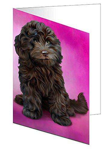 Chocolate Cockapoo Dog Handmade Artwork Assorted Pets Greeting Cards and Note Cards with Envelopes for All Occasions and Holiday Seasons