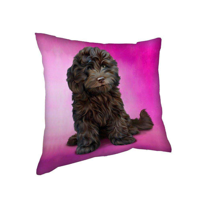 Chocolate Cockapoo Dog Throw Pillow
