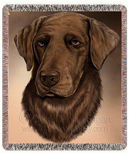Chocolate Labrador Retriever Dog Art Portrait Print Woven Throw Blanket 54 X 38