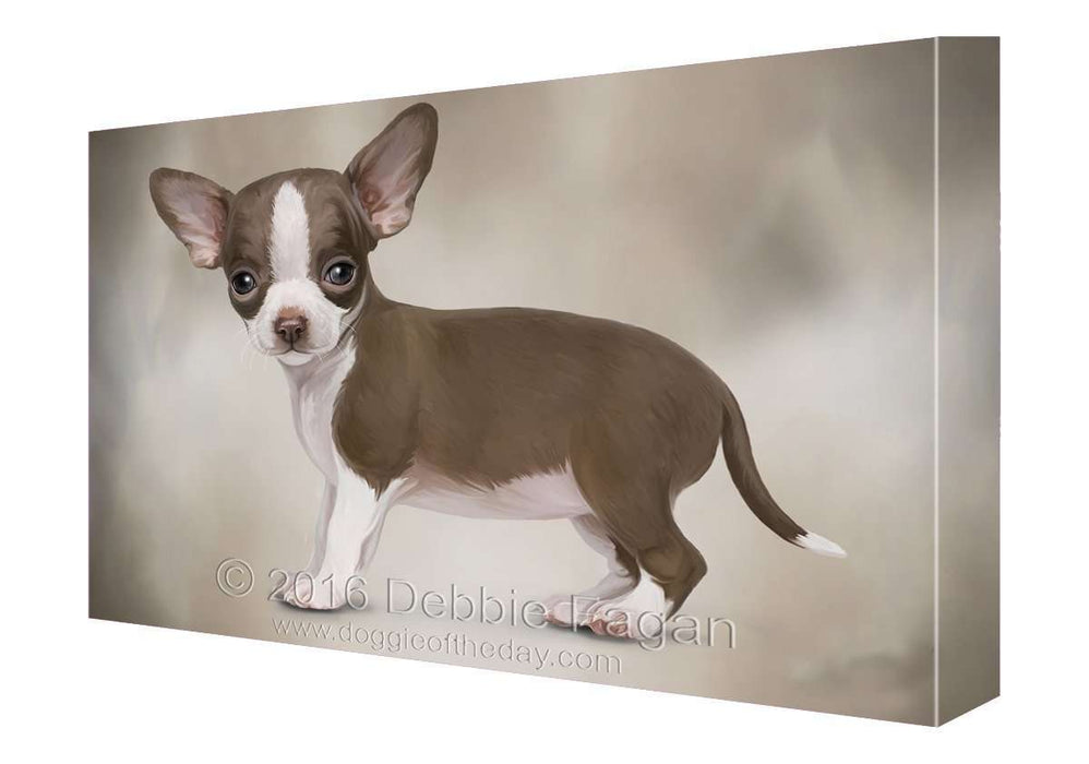 Chocolate White Chihuahua Dog Art Portrait Print Canvas