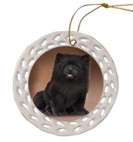 Chow Chow Dog Christmas Doily Ceramic Ornament