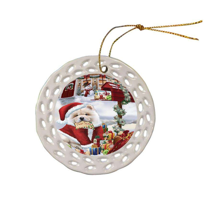 Chow Chow Dog Dear Santa Letter Christmas Holiday Mailbox Ceramic Doily Ornament DPOR53891