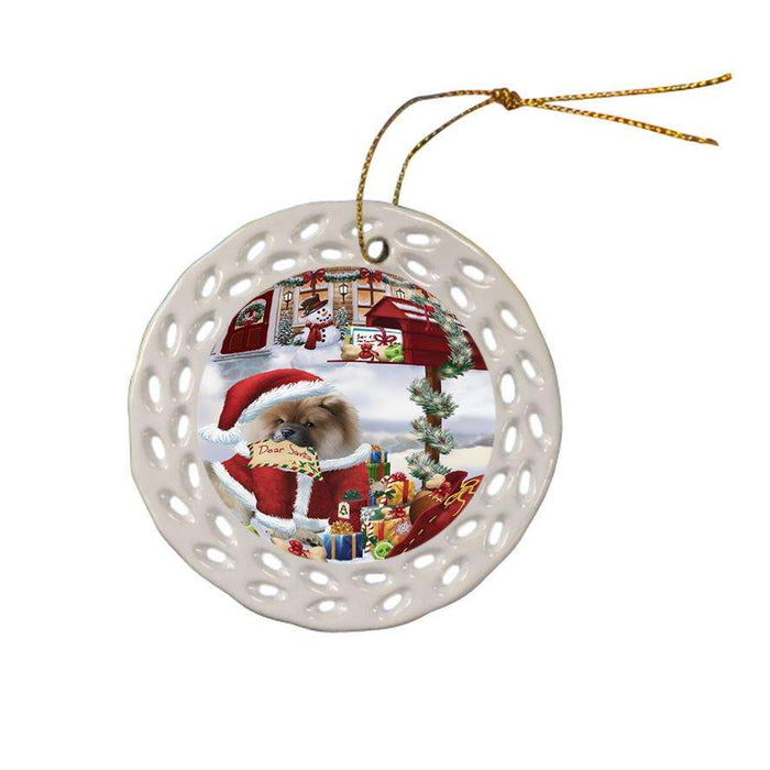 Chow Chow Dog Dear Santa Letter Christmas Holiday Mailbox Ceramic Doily Ornament DPOR53892