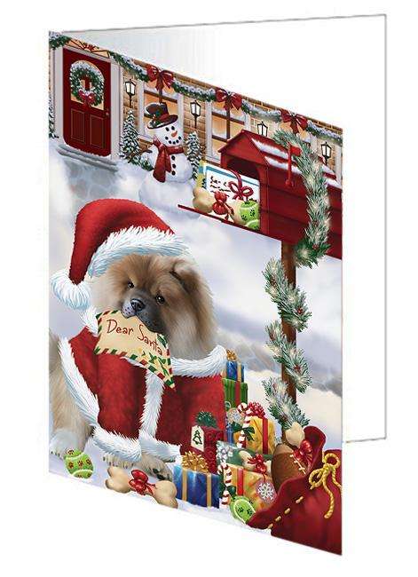 Chow Chow Dog Dear Santa Letter Christmas Holiday Mailbox Handmade Artwork Assorted Pets Greeting Cards and Note Cards with Envelopes for All Occasions and Holiday Seasons GCD65705