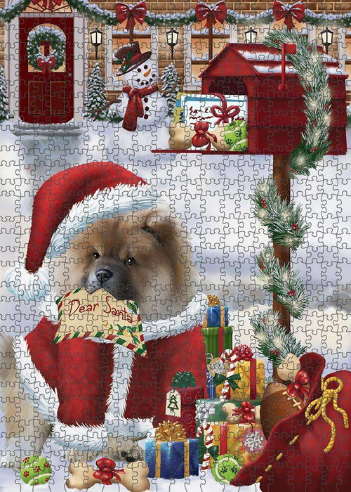 Chow Chow Dog Dear Santa Letter Christmas Holiday Mailbox Puzzle with Photo Tin PUZL82724