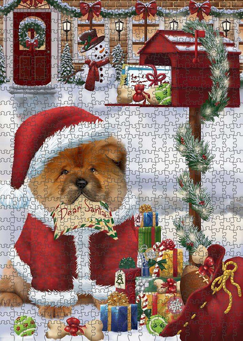 Chow Chow Dog Dear Santa Letter Christmas Holiday Mailbox Puzzle with Photo Tin PUZL82728