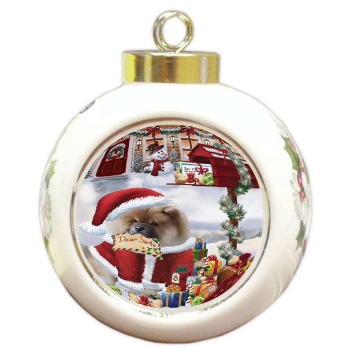 Chow Chow Dog Dear Santa Letter Christmas Holiday Mailbox Round Ball Christmas Ornament RBPOR53892