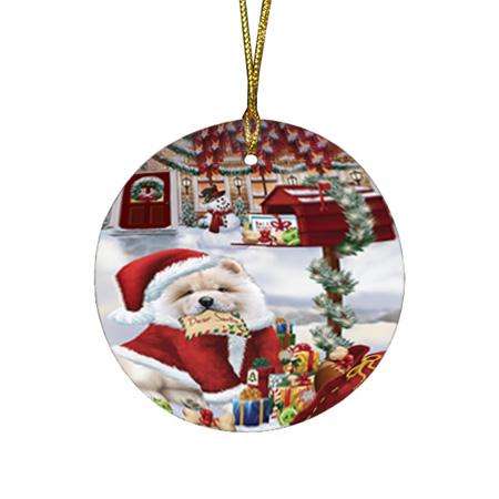 Chow Chow Dog Dear Santa Letter Christmas Holiday Mailbox Round Flat Christmas Ornament RFPOR53882