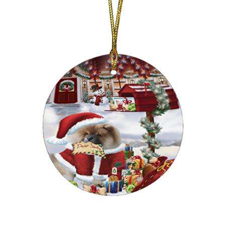 Chow Chow Dog Dear Santa Letter Christmas Holiday Mailbox Round Flat Christmas Ornament RFPOR53883