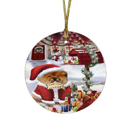Chow Chow Dog Dear Santa Letter Christmas Holiday Mailbox Round Flat Christmas Ornament RFPOR53884