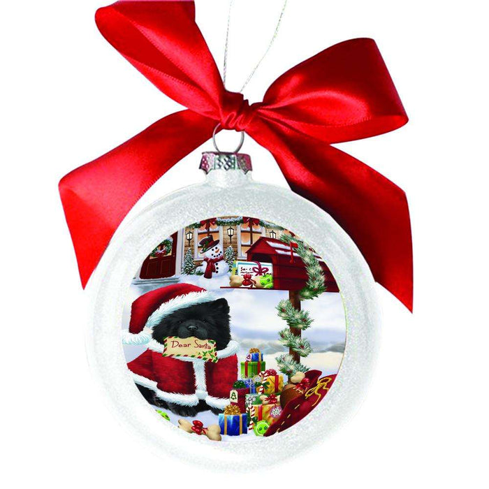 Chow Chow Dog Dear Santa Letter Christmas Holiday Mailbox White Round Ball Christmas Ornament WBSOR49031
