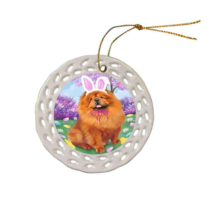 Chow Chow Dog Easter Holiday Ceramic Doily Ornament DPOR49107