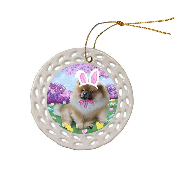 Chow Chow Dog Easter Holiday Ceramic Doily Ornament DPOR49109