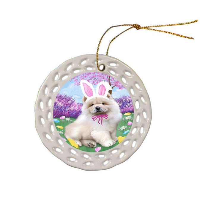 Chow Chow Dog Easter Holiday Ceramic Doily Ornament DPOR49110