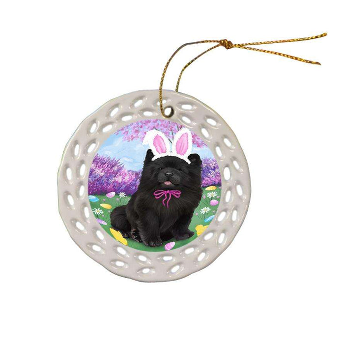 Chow Chow Dog Easter Holiday Ceramic Doily Ornament DPOR49112