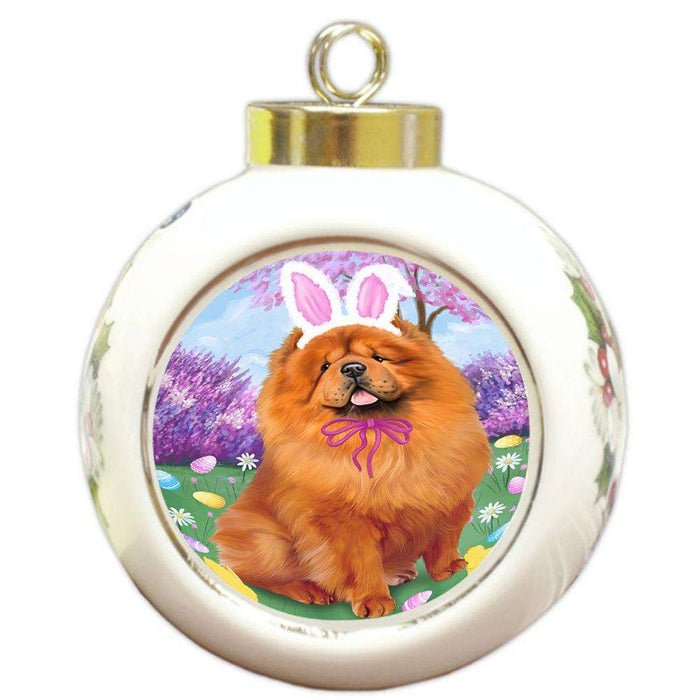 Chow Chow Dog Easter Holiday Round Ball Christmas Ornament RBPOR49107