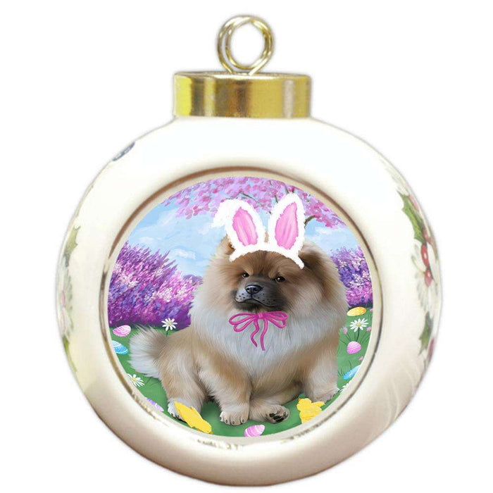 Chow Chow Dog Easter Holiday Round Ball Christmas Ornament RBPOR49109