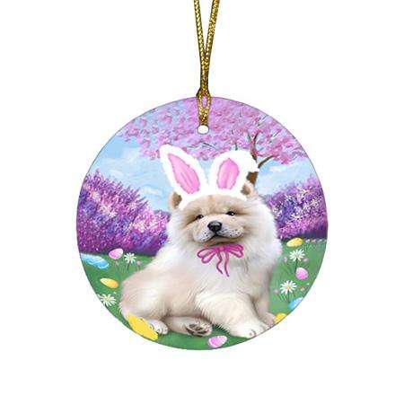 Chow Chow Dog Easter Holiday Round Flat Christmas Ornament RFPOR49101