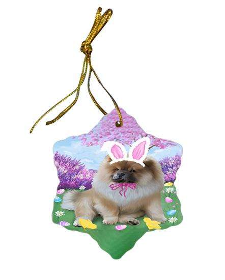 Chow Chow Dog Easter Holiday Star Porcelain Ornament SPOR49101