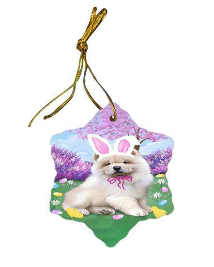 Chow Chow Dog Easter Holiday Star Porcelain Ornament SPOR49102